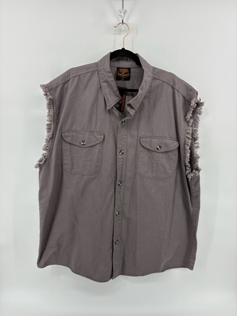 Milwaukee Leather Sleeveless Frayed Button-Front Shop Vest